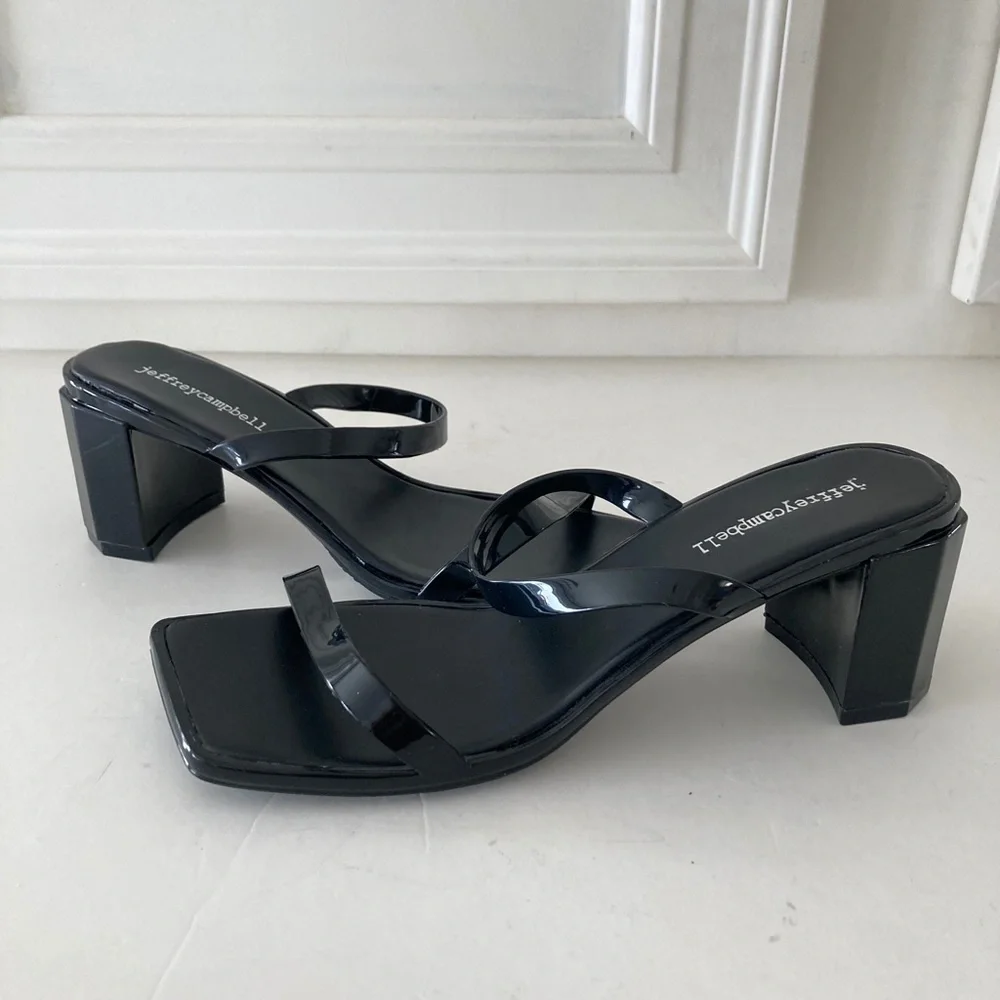 NWOT Jeffery Campbell Free People Maisie Black Plastic Heels Sz 9/40